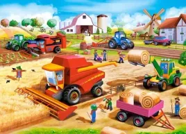 puzzle-60-ukladanka-wies-farma-pojazdy-traktor-kombajn-praca-pola-5-castor