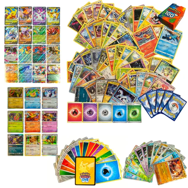 Super Zestaw 141 Kart Pokemon w tym 20 HOLO - 20 Trenerów - 1 Karta EX/V