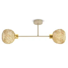 lampa-sufitowa-wiszaca-podwojna-bezowa-zlota-e27-led-japandi-kule-bambusowe