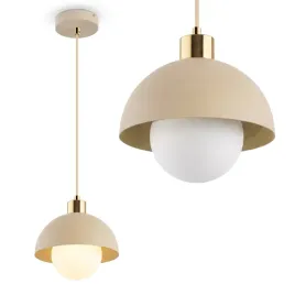 lampa-wiszaca-pojedyncza-polkula-bezowa-20-cm-ze-zlotymi-dodatkami-i-kulka