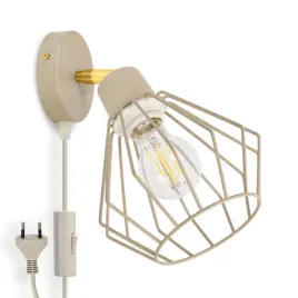 kinkiet-loft-bezowy-e27-ruchomy-druciany-diament-z-przewodem-i-wtyczka