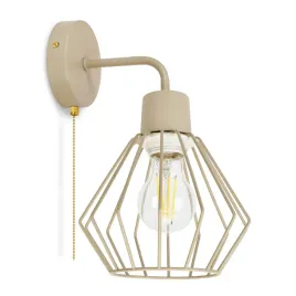 lampa-scienna-loft-bezowa-e27-druciany-diament-z-wlacznikiem-lancuszkowym