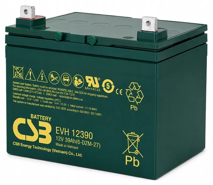 Akumulator Deep cycle AGM VRLA CSB 12V 39Ah bateria do maszyn przemysłowych
