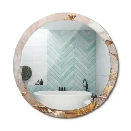 stylowe-okragle-lustro-scienne-z-nadrukiem-na-szkle-boho-liscie-fi-100-cm