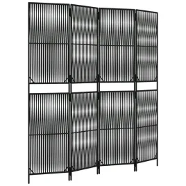 parawan-z-polirattanu-czarny-196-x-200-cm-4-panele-przeplecione-linie