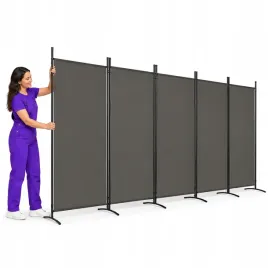 parawan-5-panelowy-skladany-antracytowy-tkanina-i-zelazo-433x180-cm