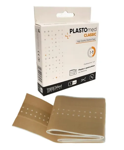 Plaster tkaninowy z opatrunkiem 8 cm x 1 m Plastomed Classic