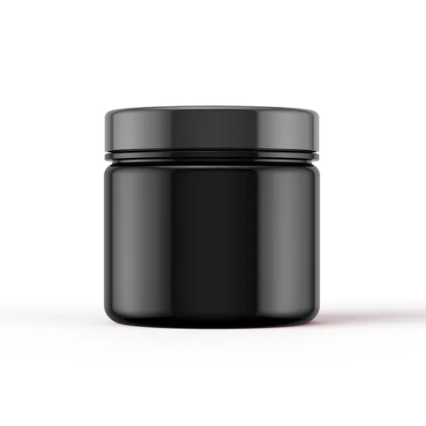 Słoik PET 200 ml – czarny cylindryczny z zakrętką 70 mm – do żywności i sup