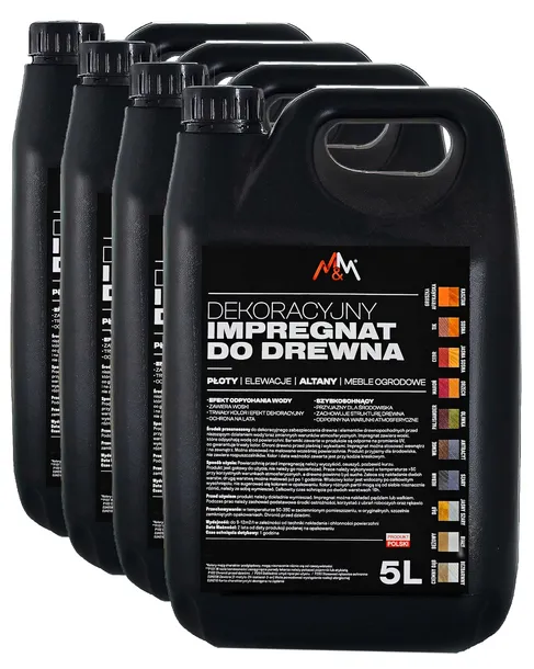 IMPREGNAT farba do drewna M&M 20L Z WOSKAMI 20 KOLORÓW Najwyższa jakość