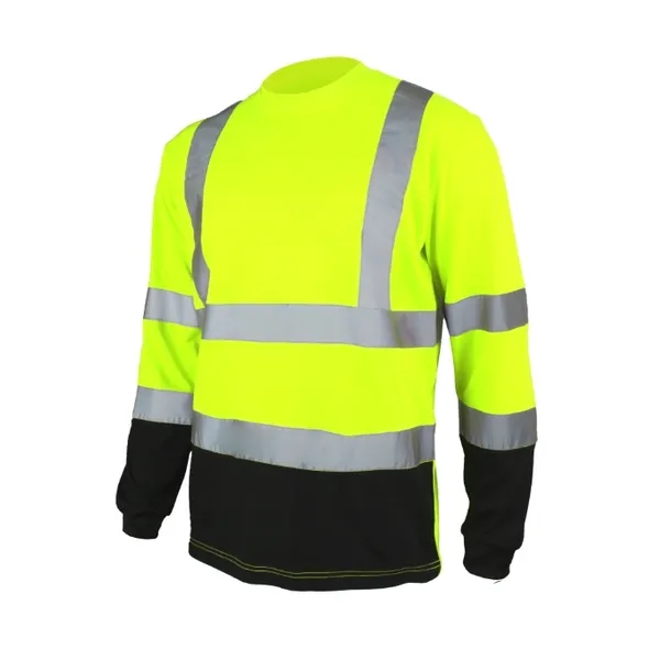 KOSZULKA T-SHIRT Z DŁUGIM RĘKAWEM ODBLASKOWA OSTRZEGAWCZA bawełniana