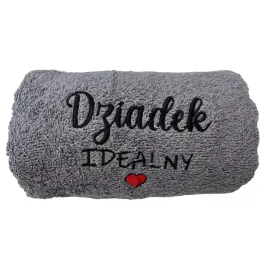 prezent-dla-dziadka-szary-recznik-bawelniany-haft-dziadek-idealny-50x90-cm