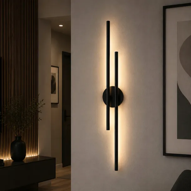 LAMPA nowoczesna ścienna kinkiet czarny Led 3000K 9W 80cm