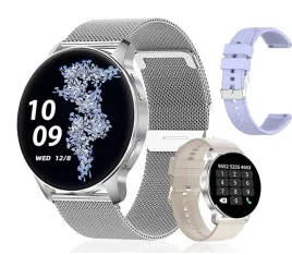 smartwatch-damski-zegarek-srebrny-z-funkcjami-krokomierzpuls-2-paski