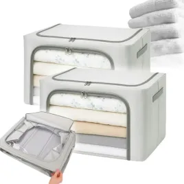 2x-organizer-pojemnik-ze-stelazem-24l-szary-torba-ubrania-zabawki-posciel