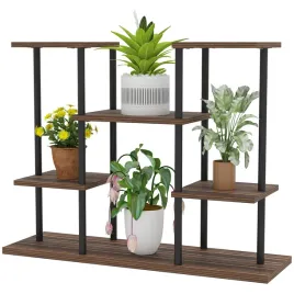 czarny-wielopoziomowy-kwietnik-z-drewniana-podstawa-80x24x615-cm