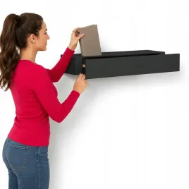polka-scienna-z-szuflada-mdf-i-metal-czarna-60x235x10-cm