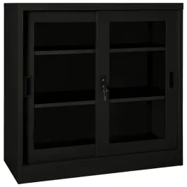 szafka-biurowa-z-przesuwanymi-drzwiami-stal-i-szklo-90x40x90-cm-czarna