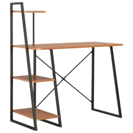 biurko-z-regalem-czarno-brazowe-102x50x117-cm-stal-i-drewnopodobny-pvc