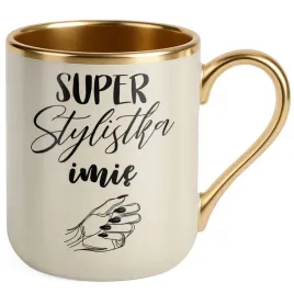 kubek-premium-zloty-ecru-personalizowany-super-stylistka-paznokci