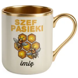 kubek-premium-zloty-ecru-personalizowany-dla-pszczelarza