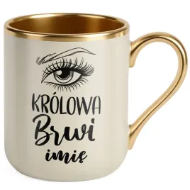kubek-premium-zloty-ecru-personalizowany-krolowa-brwi-dla-stylistki