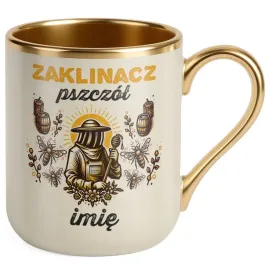 kubek-premium-zloty-ecru-personalizowany-dla-pszczelarza