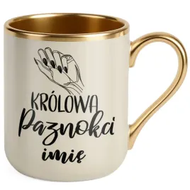 kubek-premium-zloty-ecru-personalizowany-krolowa-paznokci-dla-stylistki