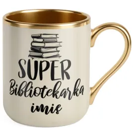 kubek-premium-zloty-ecru-personalizowany-super-bibliotekarka