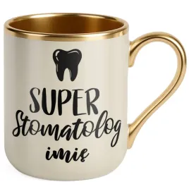 kubek-premium-zloty-ecru-personalizowany-super-stomatolog