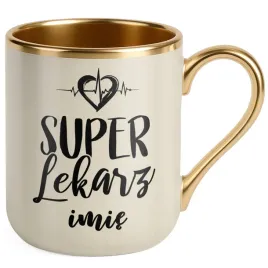 kubek-premium-zloty-ecru-personalizowany-super-lekarz