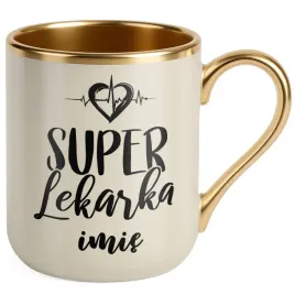kubek-premium-zloty-ecru-personalizowany-super-lekarka