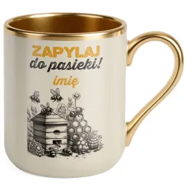 kubek-premium-zloty-ecru-personalizowany-dla-pszczelarza