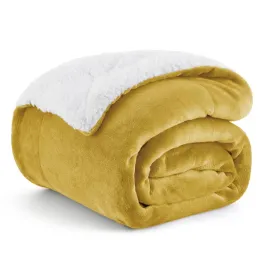 bedsure-koc-sherpa-fleece-150x200-cm-musztardowy-miekki