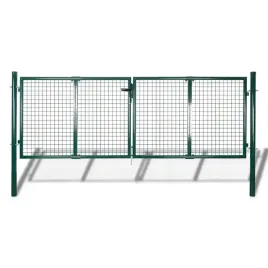 ciemnozielona-brama-ogrodzeniowa-stalowa-306-x-150-cm-z-akcesoriami