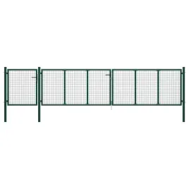 zielona-brama-ogrodzeniowa-ze-stali-500-x-125-cm-z-zamkiem-i-kluczykami