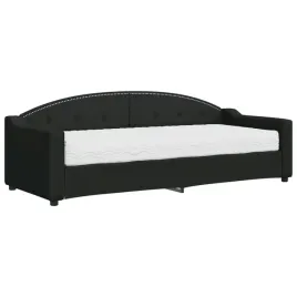 lozko-dzienne-2-w-1-z-materacem-czarne-223-x-90-x-75-cm