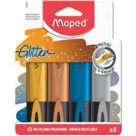 zakreslacz-fluo-peps-metaliczny-brokat-4szt-kolory-etui-742000-maped