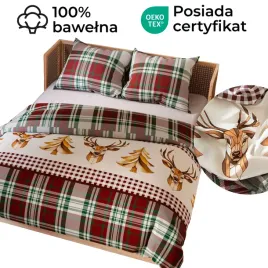 swiateczny-komplet-poscieli-160x200cm-jelen-kratka-70x80cm-bawelna-satynowa