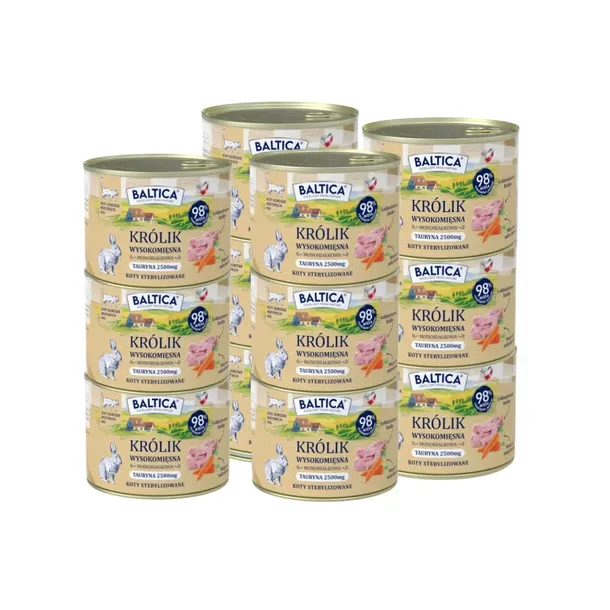 BALTICA Smaki Regionów MONOPROTEINOWA Mokra Karma dla Kota KRÓLIK 12x185g