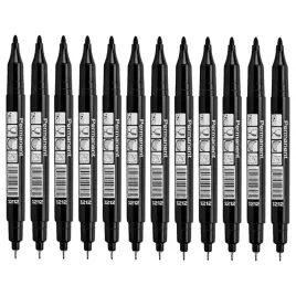 marker-permanentny-cienki-cienkopis-dwustronny-czarny-25mm-08mm-x12