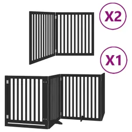 skladana-bramka-dla-psa-z-drzwiami-8-paneli-czarna-640-cm