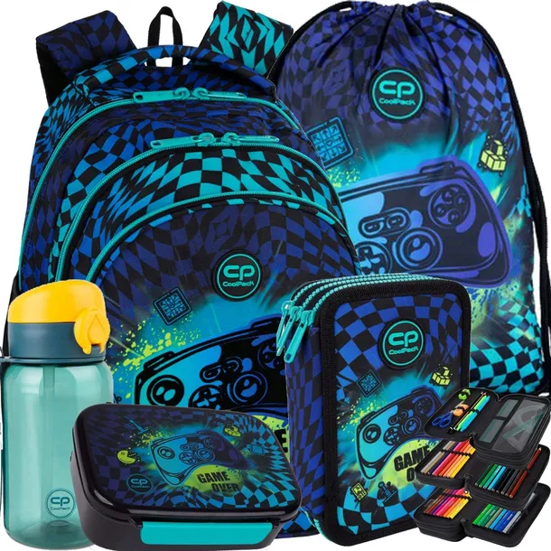 COOLPACK PLECAK SZKOLNY MŁODZIEŻÓWY PIÓRNIK WOREK ZESTAW KLASA 1-3 GAMER