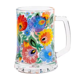 kufel-szklany-510-ml-folk-wzory-lowickie-kwiaty-folkstar