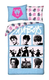 posciel-bawelniana-140x200-k-pop-demon-hunters-niebieska-poszewka-70x90