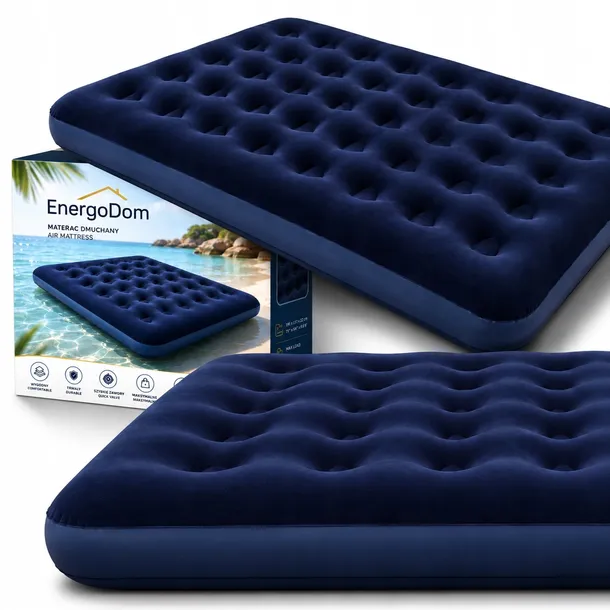 DMUCHANY MATERAC DWUOSOBOWY 137x191x22 Łóżko do spania Do wody WELUROWY