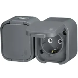 gniazdo-elektryczne-natynkowe-podwojne-schuko-do-warsztatu-garazu-szare
