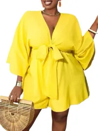 shein-kombinezon-plus-size-zolty-z-wiazaniem-i-rekawem-3-4-44-1ha