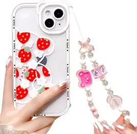 nititop-etui-do-iphone-14-bezbarwno-biale-mis-w-truskawki-smycz