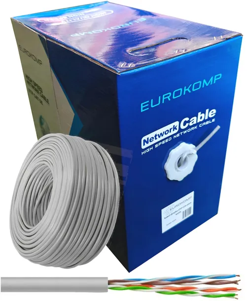 KABEL PRZEWÓD SIECIOWY INTERNETOWY UTP KAT 5E 305 m SKRĘTKA EUROKOMP E1979