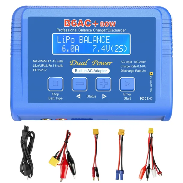 ŁADOWARKA B6AC+ 80W ZASILACZ LIPO NIMH LIHV Z BALANSEREM + adaptery